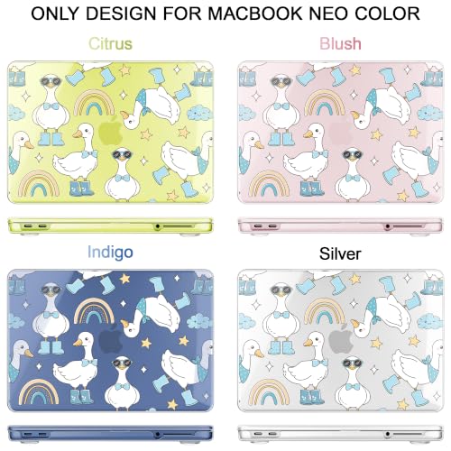 Compatible with MacBook Neo 13 inch (2026 Release A3404) (A18 Pro) with Liquid Retina Display, Printed Slim Protective Case with Screen Protector & Keybaord Cover, Goose - color: Goose