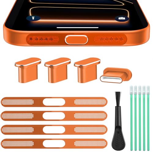 USB C Dust Plug Port Cover, Speaker Protection Cover for iPhone 17 Pro Max | Aluminum Type C Charging Port Cover, Phone Accessories Compatible with iPhone 17 Pro Max, Orange - color: Orange, size: for iPhone 17 Pro Max