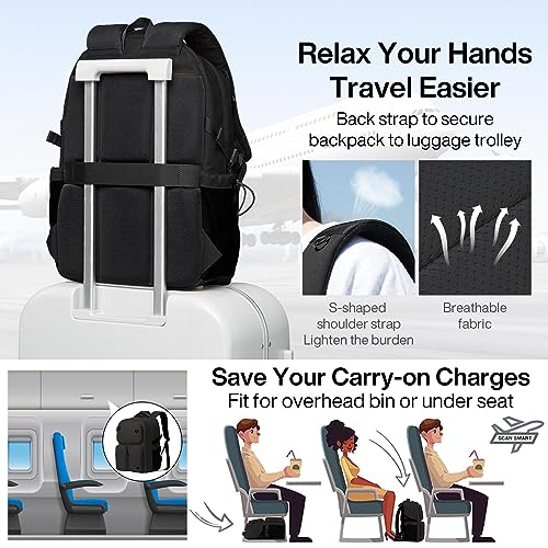mixi Large Expandable Travel Laptop Backpack, Lightweight Durable College Bookbag Men Woman 15.6" Computer Bag, Water Resistant Outdoor Hiking Backpacks With Multifunction Pockets, Black - color: Black Expandable