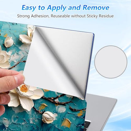 Universal Laptop Skin Sticker Decal with 2 Wrist Pad Skins, Waterproof Scratch Vinyl Cover for 11–15.6 Inch MacBook, HP, Dell, Lenovo, Cutable & Reusable,3D Textured Magnolia Art - color: 3D Textured Magnolia Art