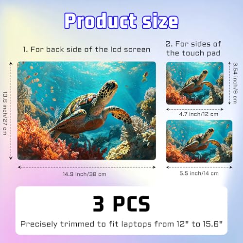 Universal Laptop Skin Sticker Decal, Compatible with MacBook HP Dell Lenovo 12"-15.6", Reusable Vinyl Notebook Cover 3PCS Set, High-Recognition Film-Sea Turtle - color: Sea Turtle