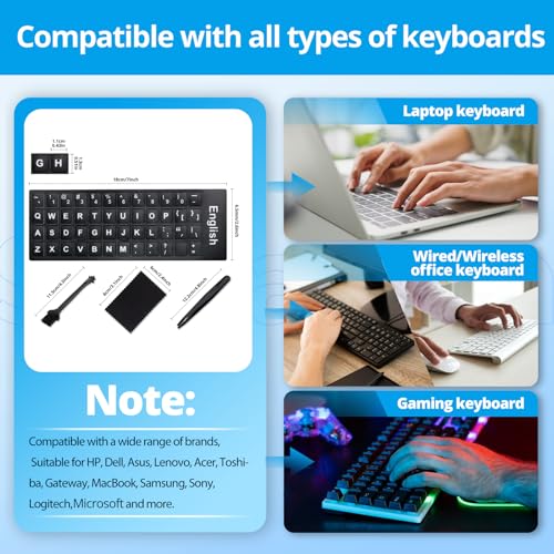 English Keyboard Stickers [5 in 1],Super Clear Large Print Bold White Letters on Black Background English US Keyboard Letter Stickers for Laptop Desktop Computer Alphabet Sticker-Matte - color: Big Font White Letter