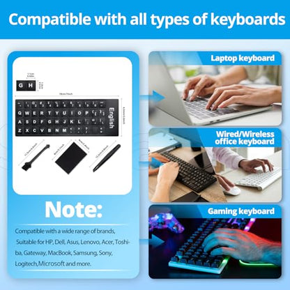 English Keyboard Stickers [5 in 1],Super Clear Large Print Bold White Letters on Black Background English US Keyboard Letter Stickers for Laptop Desktop Computer Alphabet Sticker-Matte - color: Big Font White Letter