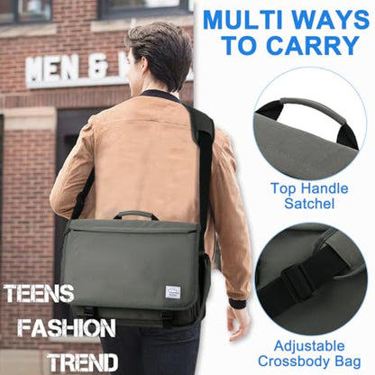 VASCHY Messenger Bag for Men,Water Resistant Casual Satchel Briefcase Fashion Laptop Work Bag Crossbody Shoulder Handbag for Women College Campus Gray - color: Gray