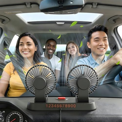 Adjustable Dual Head Car Cooling Fan-Brushless Motor-2 Speeds, 360 Rotation, for Car Dashboard, SUV/RV/Truck/Sedan/Cruise/Office, USB Powered (Dual-5V) - color: Dual-5V