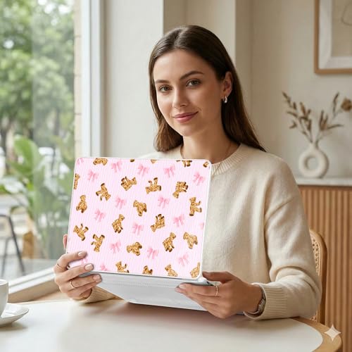 MEEgoodo 4-in-1 Printed Case for MacBook Neo 13 inch 2026 Release Model A3404, Laptop Hard Shell Cases with Keyboard Skin & Screen Protector & Webcam Covers, Bear&Cute Ribbon - color: Bear&Cute Ribbon