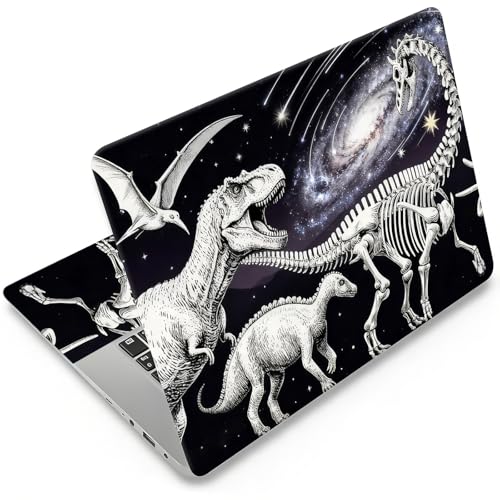 DEGDFSGR 12.1-15.6 Inch Universal Reusable Laptop Skin Sticker Decal, Waterproof Removable Protector for Notebook Cover, Scratch-Resistant Vinyl Cuttable Full Wrap Sticker, Dinosaurs in Space - color: Dinosaurs In Space