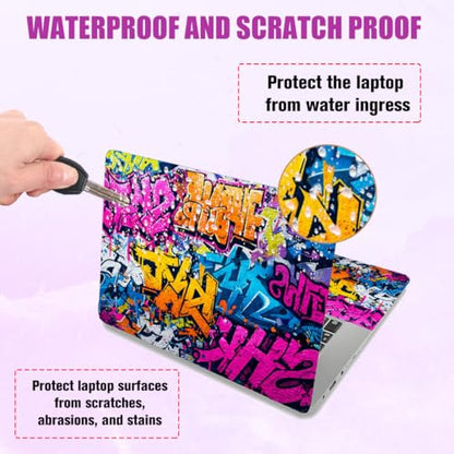 PLIGREAT 15 Inches Laptop Decal Sticker Skin Cover, Graffiti Art Design Laptop Sticker Decals Fits 12" to 15" Laptops Universal Waterproof Removable, Purple Orange - color: Purple Orange