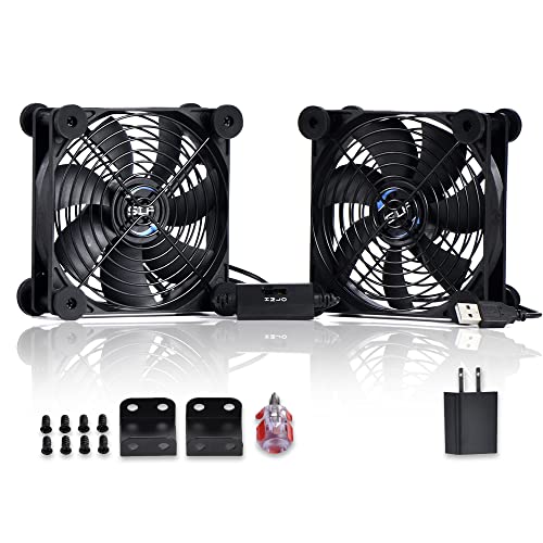 USB Dual 120mm Control Fan, 5V Portable Cooling Fan for Flat-Screen TV Receiver Router DVR PlayStation Xbox Computer Cabinet Cooler - size: USB 120mm fan+USB 5V adapter