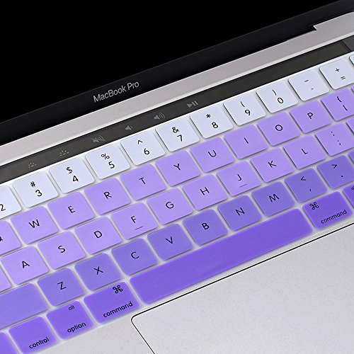 ProElife Premium Keyboard Cover Ultra Thin Keyboard Protector Skin for MacBook Pro with Touch Bar 13-inch 15-inch (Model A2159, A1989, A1990, A1706, A1707) (2019 2018 2017 2016) (Ombre Purple) | Ombre Purple, Ultra-Thin (0.26 mm), Silicone Protective Skin