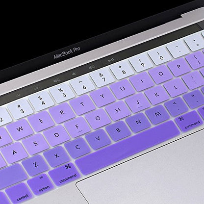 ProElife Premium Keyboard Cover Ultra Thin Keyboard Protector Skin for MacBook Pro with Touch Bar 13-inch 15-inch (Model A2159, A1989, A1990, A1706, A1707) (2019 2018 2017 2016) (Ombre Purple) | Ombre Purple, Ultra-Thin (0.26 mm), Silicone Protective Skin