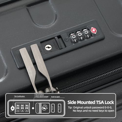 Kaleenie 29 Inch Checked Luggage with Expansion and Side Opening | Expandable Lightweight ABS+PC Hardshell Trunk Suitcase,360° Universal Wheels,YKK Zipper,50 * 31(35)*76cm, 117L~133L,Black - color: Dark Black, size: 29 Inch