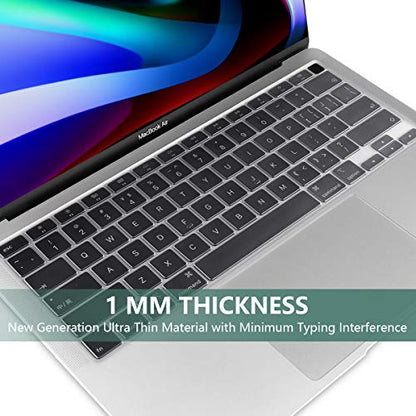 Batianda Ultra Thin Clear TPU Keyboard Cover for MacBook Air 13 Inch 2020 A2337 M1 Chip (with Touch ID & Retina Display) Waterproof Durable Laptop Protector Skin, Transparent - color: Transparent