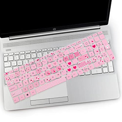 2PCS Keyboard Cover for HP Laptop 15-db/da 15-dw 15-dy 15-bs/bw 15-ef 15t 15z 15.6 15-dy2076nr dy1043dx dy2056ms dy2093dx dy1731ms dy2021nr 15-dw3033dx dw3125od dw0083wm dw3125st dw1001 15-db0011dx - color: Lovly+Clear