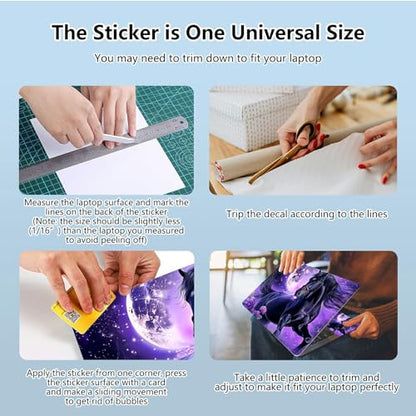 Universal Laptop Skin Sticker with 2 Wrist Pad Skins, Waterproof Scratch Resistant Vinyl Laptop Cover Decal, Cut to Fit for 11–15.6 Inch MacBook HP Dell Lenovo, Black Horse Moon - color: Black Horse Moon