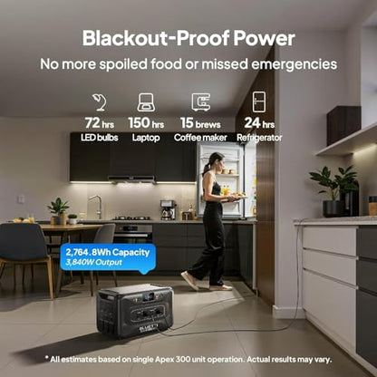 BLUETTI Apex 300 Solar Generator & 560W Charger 1 2764.8Wh Power Station | LFP Battery Backup with 6 3840W AC Outlets (7680W Surge), 5.5H RV Fast Charge, Ideal for Road Trips, RV and Emergencies - style: BLUETTI Apex 300+Charger 1