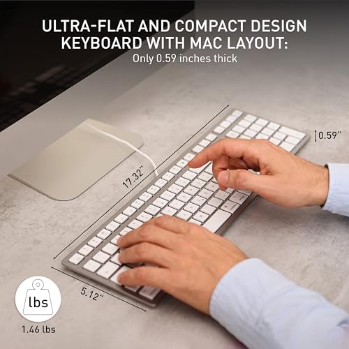 Cherry KC 6000C for MAC, Wired Mac Keyboard with Number Pad, USB-C Connection, Whisper-Quiet Keys, Thin Design, SX Scissor Switches, QWERTY, Silver/White