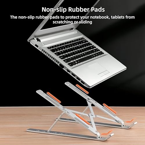 Aluminum Foldable Laptop Stand for Desk, Tablets and 10-17" Laptops | Portable Notebook Stand Computer Holder Adjustable Riser for MacBook Air/Pro/Neo, iPads, Tablets, More Laptops