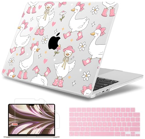 May Chen for MacBook Air 15 inch Case M5 M4 M3 M2 2026 2024-2023, Model A3448 A3241 A3114 A2941, Closes Seamlessly Hard Shell Laptop Cover with Keyboard Cover, Cute Goose Spring - color: Cute Goose Spring