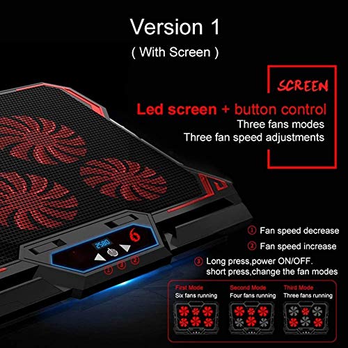 Laptop Cooling Pad 6 Fans Up to 17 Inch Heavy Notebook Cooler Blue LED Lights 2 USB Ports Blue-6fans