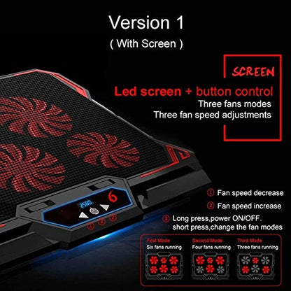 Laptop Cooling Pad 6 Fans Up to 17 Inch Heavy Notebook Cooler Blue LED Lights 2 USB Ports Blue-6fans