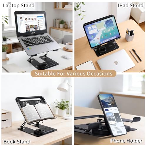 Laptop Stand with 3 in 1 Wireless Charging Station,Laptop Phone Stand with 2 Removable Silent Fans,Adjustable Height and Angle,Sturdy and Portable,Laptop Cooling Pad for 10-15.6 Inch Laptop.