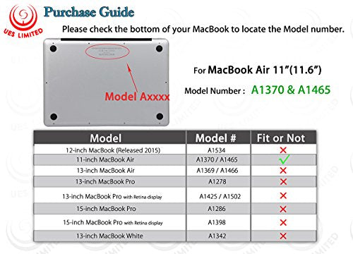UESWILL Smooth Matte Hard Shell Case Cover Compatible with MacBook Air 11 inch (Model A1370 / A1465) + Microfibre Cleaning Cloth, Rainbow - color: Rainbow, size: MacBook Air 11"