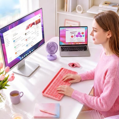 seenda Wireless Trackball Mouse, Ergonomic Bluetooth Rollerball Mouse,Pink | USB-C rechargeable, 3-device Bluetooth+2.4G USB, thumb control, 5-level DPI and space-saving comfort for laptop, PC and Mac. - color: Pink