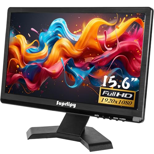 15.6 inch FHD Small IPS Monitor LCD Display Screen 1920x1080 60Hz 16:9 with BNC VGA AV Input Built-in Lounspeakers for CCTV Security Camera DVR PC RasPi - color: 15.6 Inch 1920x1080