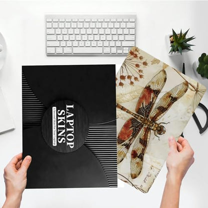 Universal Laptop Skin Sticker with 2 Wrist Pad Skins, Waterproof Scratch Resistant Vinyl Laptop Cover Decal, Cut to Fit for 11–15.6 Inch MacBook HP Dell Lenovo, Dragonfly - color: Dragonfly