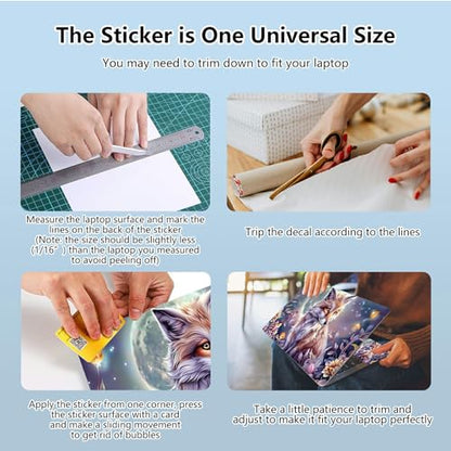 Universal Laptop Skin Sticker with 2 Wrist Pad Skins, Waterproof Scratch Resistant Vinyl Laptop Cover Decal, Cut to Fit for 11–15.6 Inch MacBook HP Dell Lenovo, Fox Flowers - color: Fox Flowers
