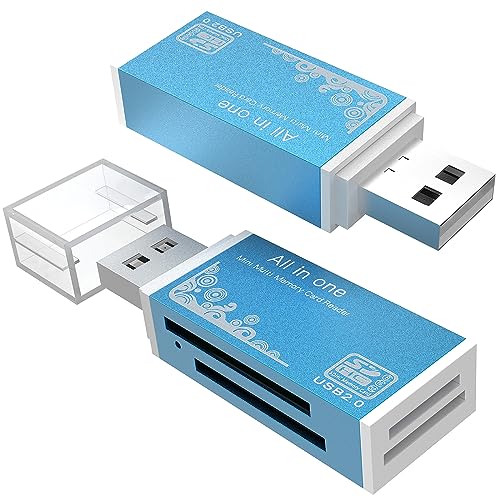 Micro SD Card Reader, 4-in-1 SD Card Reader to USB Adapter, Memory Card Reader for MS Duo/Pro, M2 Card, SDXC, SDHC, MMC, RS-MMC, Micro SDXC, Micro SDHC and TF Card (2Pack Bule) - color: Blue, size: 2Pack
