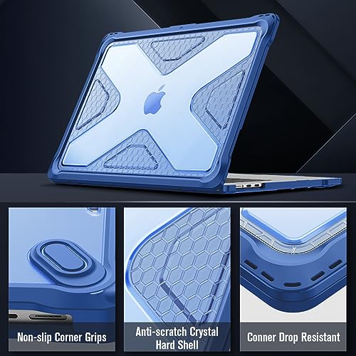 Fintie Rugged Case for MacBook Air 15 Inch, Blue | A3448 A3241 A3114 A2941, 2023 2024 2025 2026, M2 M3 M4 M5, TPU Bumper, Heavy Duty Hard Shell Cover - color: Blue