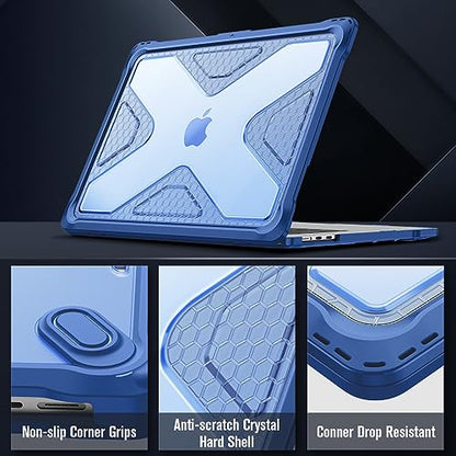 Fintie Rugged Case for MacBook Air 15 Inch, Blue | A3448 A3241 A3114 A2941, 2023 2024 2025 2026, M2 M3 M4 M5, TPU Bumper, Heavy Duty Hard Shell Cover - color: Blue