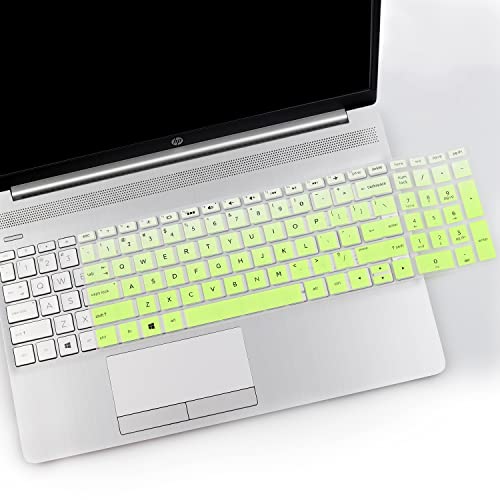 2PCS Keyboard Cover Compatible with HP Envy x360 15.6" Series /2020 2019 HP Pavilion 15 HP Pavilion x360 15.6" Series/HP Envy 17 17.3" Series/HP Laptop 15t 17t 17-ca0011nr-by0040nr - color: GradientGreen+Clear