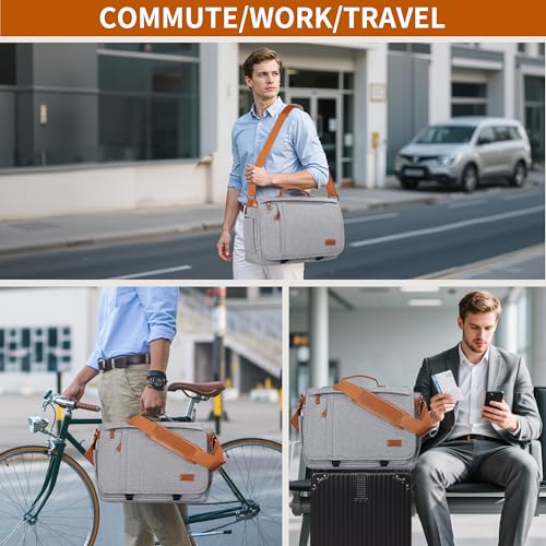 ESTARER Messenger Bag 17-17.3 Inch, Men's Computer Bag Water-resistant Canvas, Laptop Shoulder Bag for Travel Work College, Light Grey - color: 17-17.3" Buckle-light Grey
