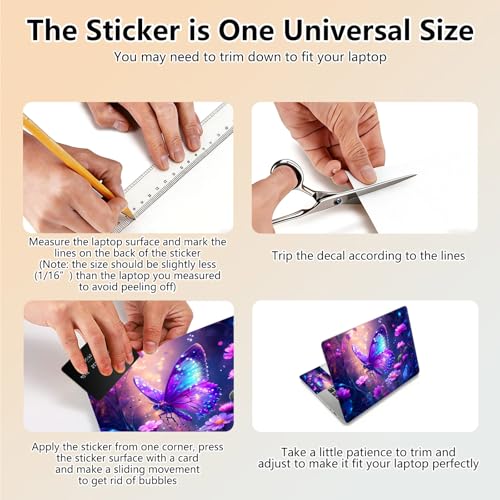 Laptop Skin Sticker Decal 15.6 Inch,12 13 13.3 14 15 15.6 in Laptop Netbook Skins for Notebook,Art Decal Removable Waterproof Scratch Resistant,Universal Vinyl Cover,Glitter Butterfly Purple - color: Glitter Butterfly Purple