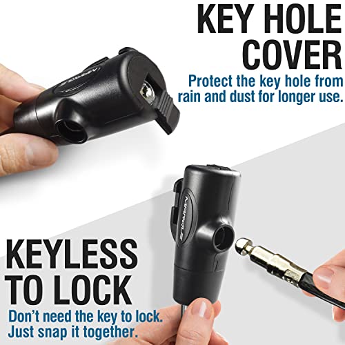 MARQUE Bike Lock with Key – 3/8” (4Ft, 7Ft, 15Ft, 25Ft) Straight Cable Locks with Keys, Anti-Theft Security Cable for Bicycles, Scooters, Kayaks, Paddle Boards, Gates - color: 4 FT