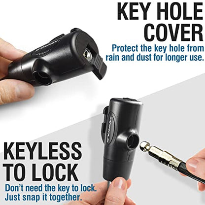 MARQUE Bike Lock with Key – 3/8” (4Ft, 7Ft, 15Ft, 25Ft) Straight Cable Locks with Keys, Anti-Theft Security Cable for Bicycles, Scooters, Kayaks, Paddle Boards, Gates - color: 7 FT