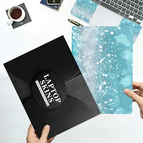 Universal Laptop Skin Sticker with 2 Wrist Pad Decals, 3-Piece Removable Vinyl Laptop Cover, Blue Glitter Waterproof Anti-Scratch, Easy-Trim Fit for 13.3" 14" 15.6" Laptops - color: Blue Glitter