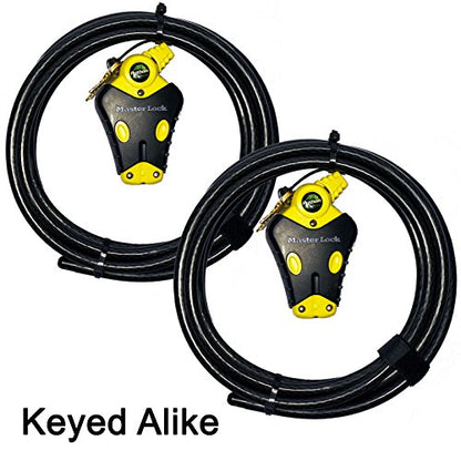 Master Lock - Two 12 ft Python Adjustable Cable Locks Keyed Alike, 8413KACBL-1212 - size: 2-12 ft
