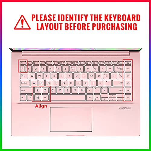 Silicone Keyboard Cover for ASUS VivoBook S14 S433 S435 M433 M413 X413 K413,VivoBook Flip 14,ZenBook 14 UX435 Q407IQ,14" E410 L410 ZenBook 14 UX435EG Q407IQ,Pink Water Color Flowers - color: Pink Water Color Flowers