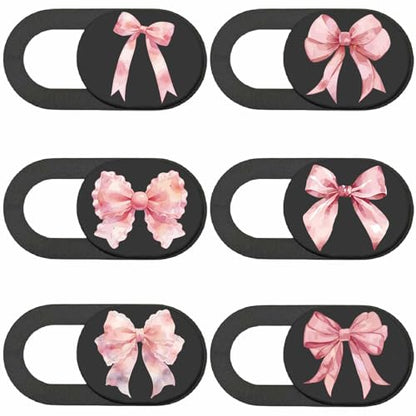 6Pcs 6 Styles Pink Bow Camera Cover Slide Cute Privacy Guard Accessories, Phone Front Camera Blocker 0.04 Inch Ultra Thin for Laptop Desktop Computer Tablet Notebook Mini PC Office Use - color: Pink Bow