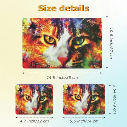 Universal Laptop Skin Sticker with 2 Wrist Pad Decals, 3-Piece Removable Vinyl Laptop Cover, Cat Face Waterproof Anti-Scratch, Easy-Trim Fit for 13.3" 14" 15.6" Laptops - color: Cat Face