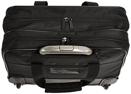 Amazon Basics 15.6" Rolling Laptop Bag for Travel and Business, Briefcase with Wheels, Adjustable Locking Handle, Black