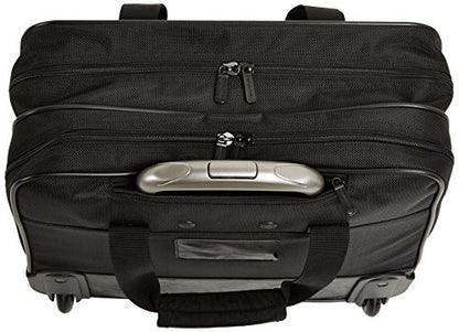 Amazon Basics 15.6" Rolling Laptop Bag for Travel and Business, Briefcase with Wheels, Adjustable Locking Handle, Black