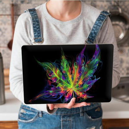 Universal Laptop Skin Sticker with 2 Wrist Pad Skins, Waterproof Scratch Resistant Vinyl Laptop Cover Decal, Cut to Fit for 11–15.6 Inch MacBook HP Dell Lenovo, Color Weed - color: Color Weed