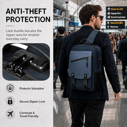 Sling Bag Large Capacity: Crossbody Bag for Men Fits 15.6 Inch Laptop A4 Files with Anti Theft USB Port - color: 39-dark Blue