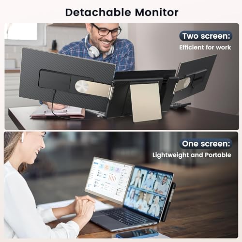Laptop Screen Extender, 15.6" Detachable Triple Portable Monitor, 1080P FHD IPS Display, Sturdy & Durable, USB-C/HDMI Plug-Play Monitor Extender for Mac/Win/Android, Fits 13-17" Laptops - size: 15.6" Triple Screen