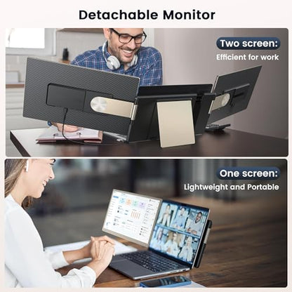 Laptop Screen Extender, 15.6" Detachable Triple Portable Monitor, 1080P FHD IPS Display, Sturdy & Durable, USB-C/HDMI Plug-Play Monitor Extender for Mac/Win/Android, Fits 13-17" Laptops - size: 15.6" Triple Screen